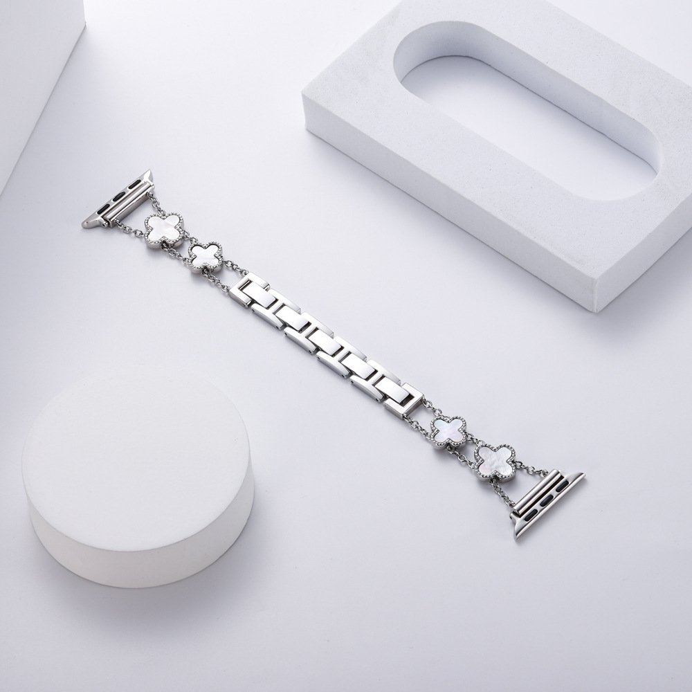 Luxury Design Lady Four Leaf Clover Accessories Women Strap Bling Girl Bracelet Inspired Smart I Watch Band Fori watch