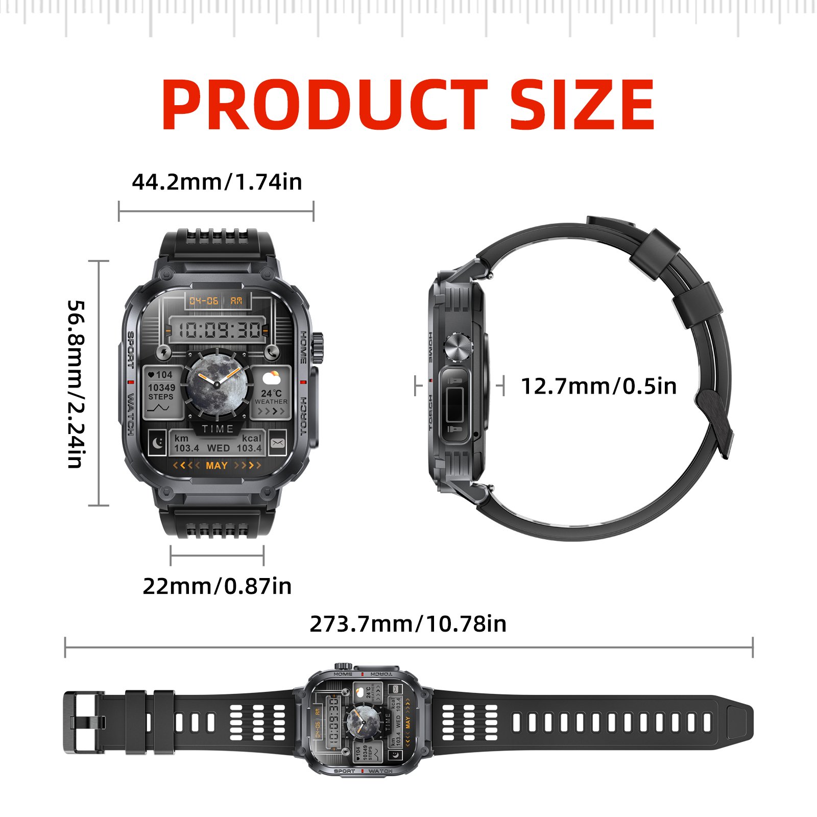 High Quality Factory Sale 3Atm Deep Waterproof Flashlight Outdoor Sports 2.02 Inch Hd Large Screen Smart Watch OEM ODM