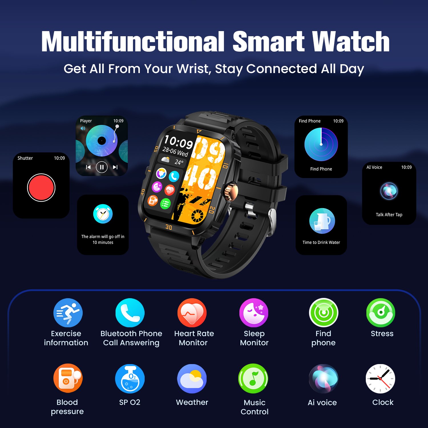 Hot Sale 3ATM IP68 Outdoor Sport Smart Watch Running Swimming Health Monitor KT71 Design your Own Logo Screen Smart Watches
