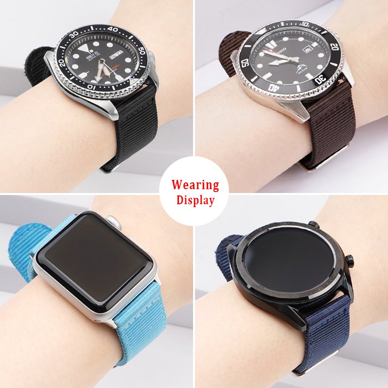 Nylon Watch Strap Quick Release Replacement Wristband Watch Bands 18mm 20mm 22mm 24mm Canvas Smart Watch Straps for Samsung