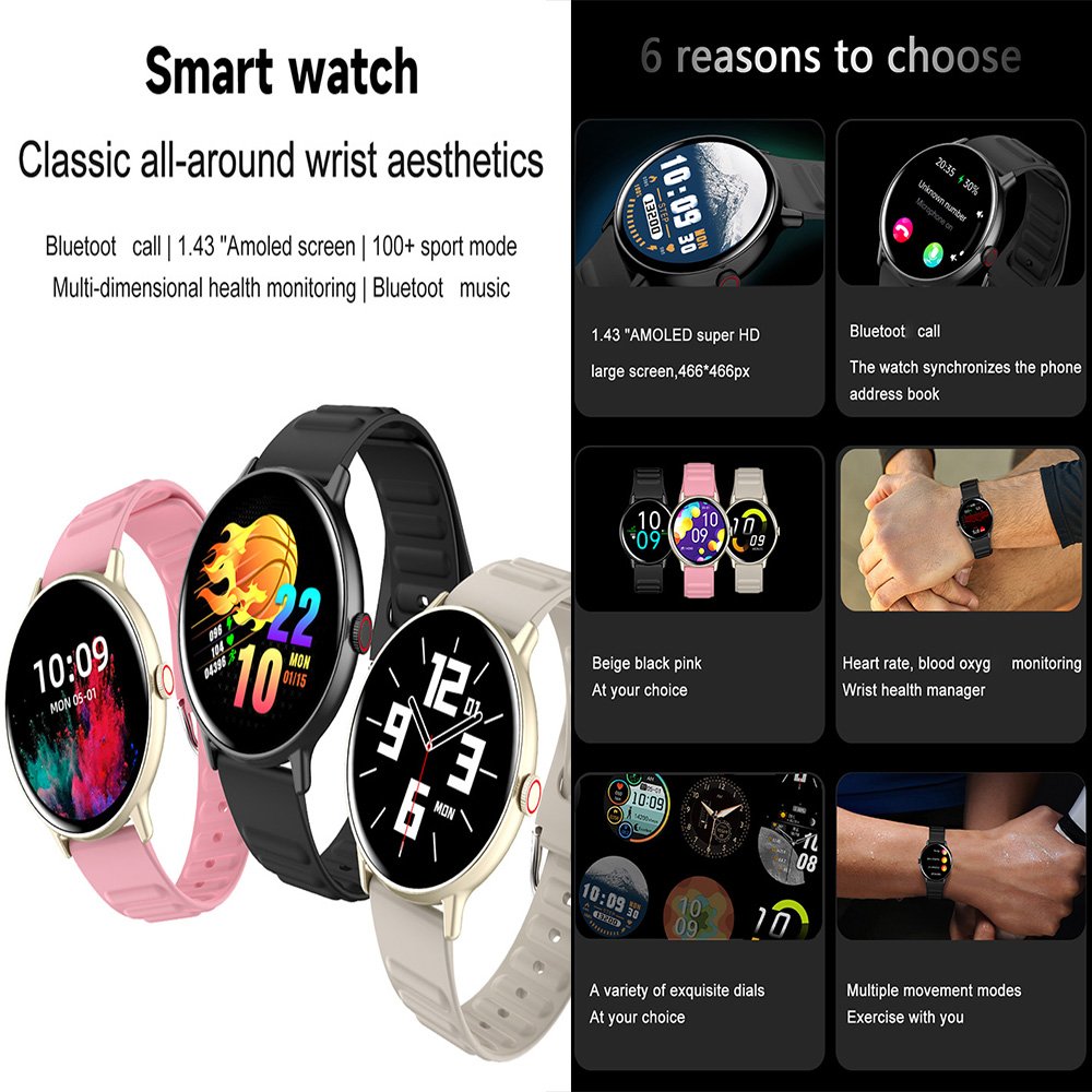 Factory OEM IP68 Waterproof Smart Watch heart rate monitor pedometer bracelet AMOLED Fitness Tracker Sport smart Watch