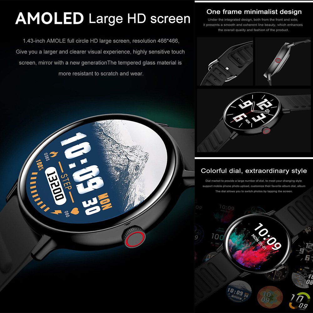 Factory OEM IP68 Waterproof Smart Watch heart rate monitor pedometer bracelet AMOLED Fitness Tracker Sport smart Watch