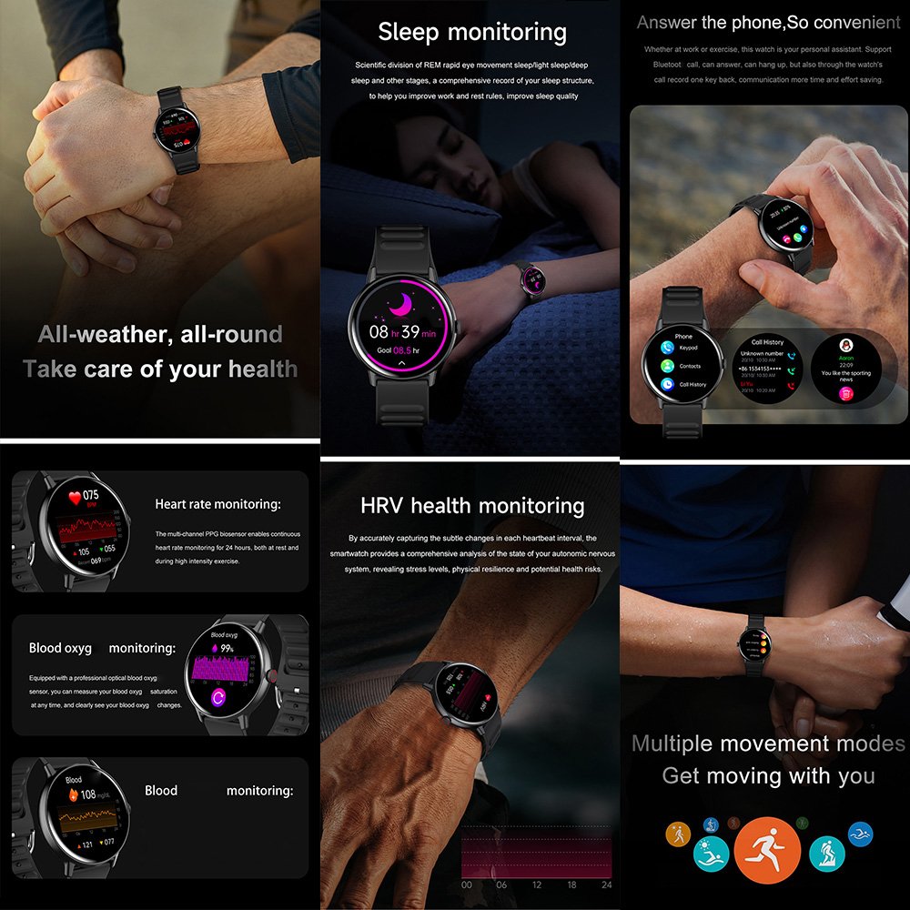 Factory OEM IP68 Waterproof Smart Watch heart rate monitor pedometer bracelet AMOLED Fitness Tracker Sport smart Watch