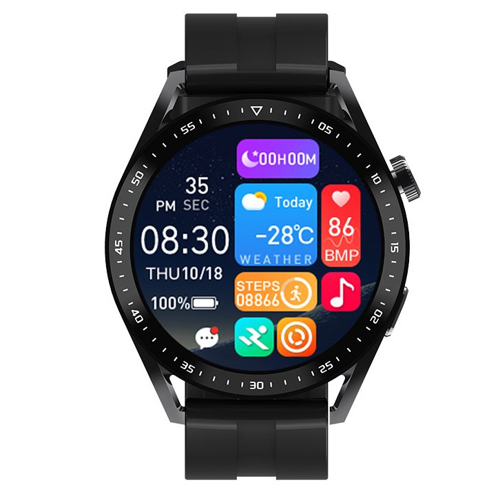 Online shopping smartwatches high quality round screen multisport tracker phone call leather stainless steel smart watch for men