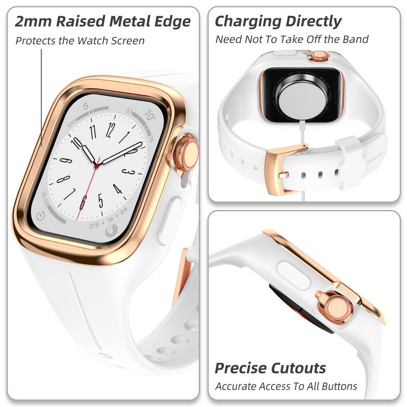Pure Color Breathable Soft Liquid Silicone Rubber Smart Watch Strap For Smart Watch Series 8 7 6 5 4 3 38 40 41 Lady Wristbands