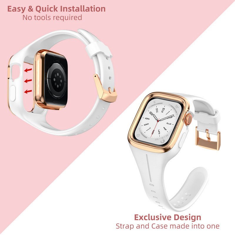 Pure Color Breathable Soft Liquid Silicone Rubber Smart Watch Strap For Smart Watch Series 8 7 6 5 4 3 38 40 41 Lady Wristbands