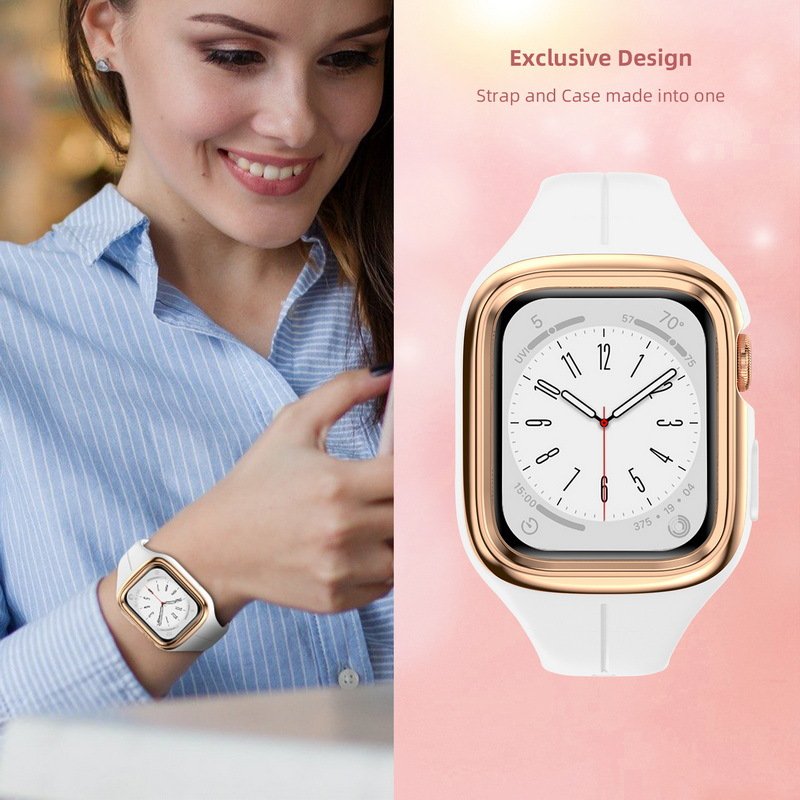 Pure Color Breathable Soft Liquid Silicone Rubber Smart Watch Strap For Smart Watch Series 8 7 6 5 4 3 38 40 41 Lady Wristbands