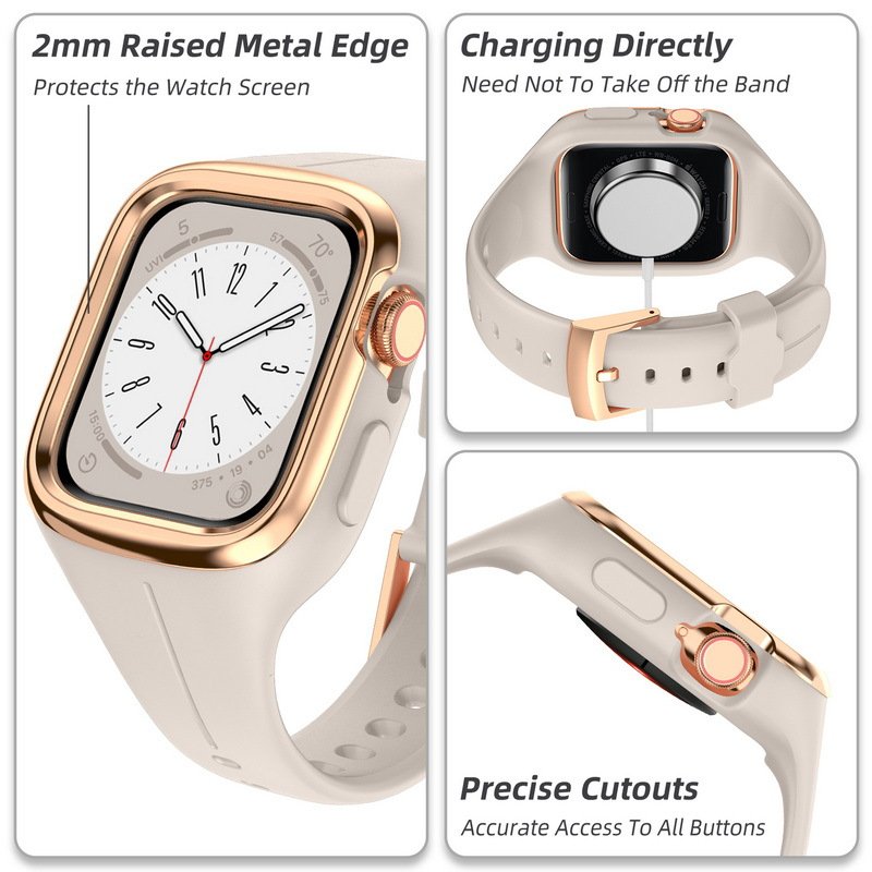 Pure Color Breathable Soft Liquid Silicone Rubber Smart Watch Strap For Smart Watch Series 8 7 6 5 4 3 38 40 41 Lady Wristbands