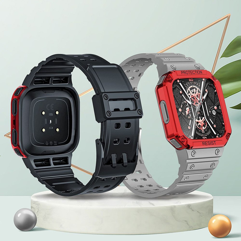 Full Protective premium TPU+PC All-in-one Watch case and band Strap For fitbit Watch versa 1 2 3 4 Lite Sense Smart band