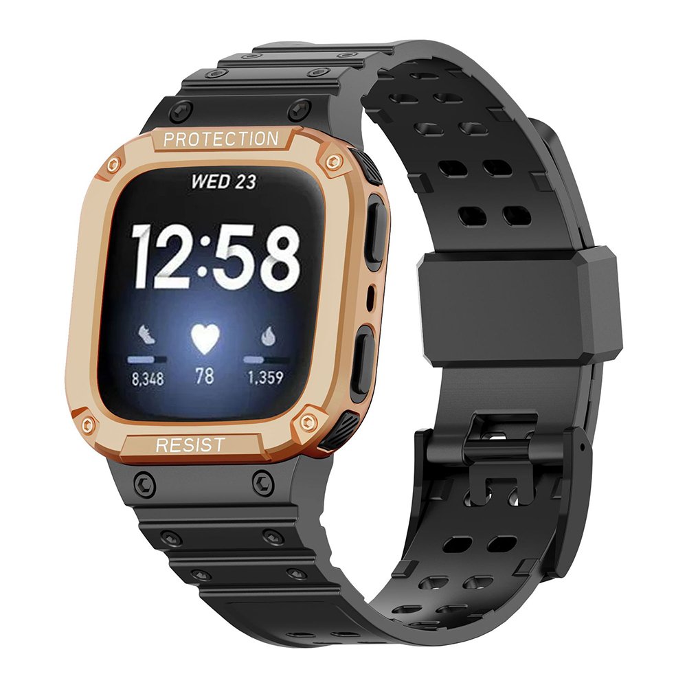 Full Protective premium TPU+PC All-in-one Watch case and band Strap For fitbit Watch versa 1 2 3 4 Lite Sense Smart band