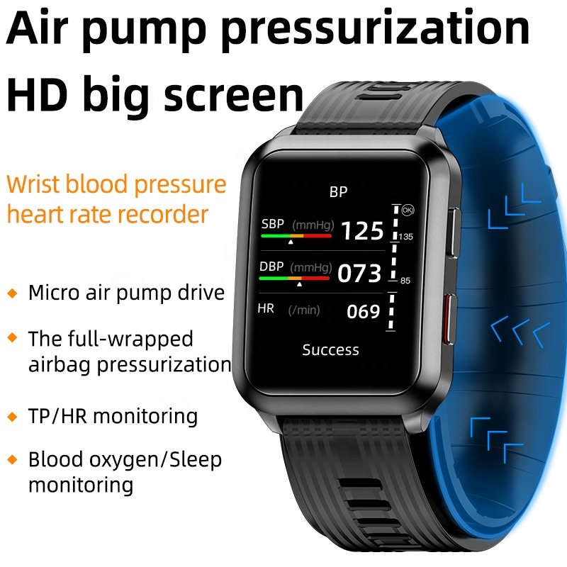 2022 New Arrival P60 Medical Grade Portable Accurate Air Pump Air Bag Blood Pressure Heart Rate Monitor Health Smart Watch