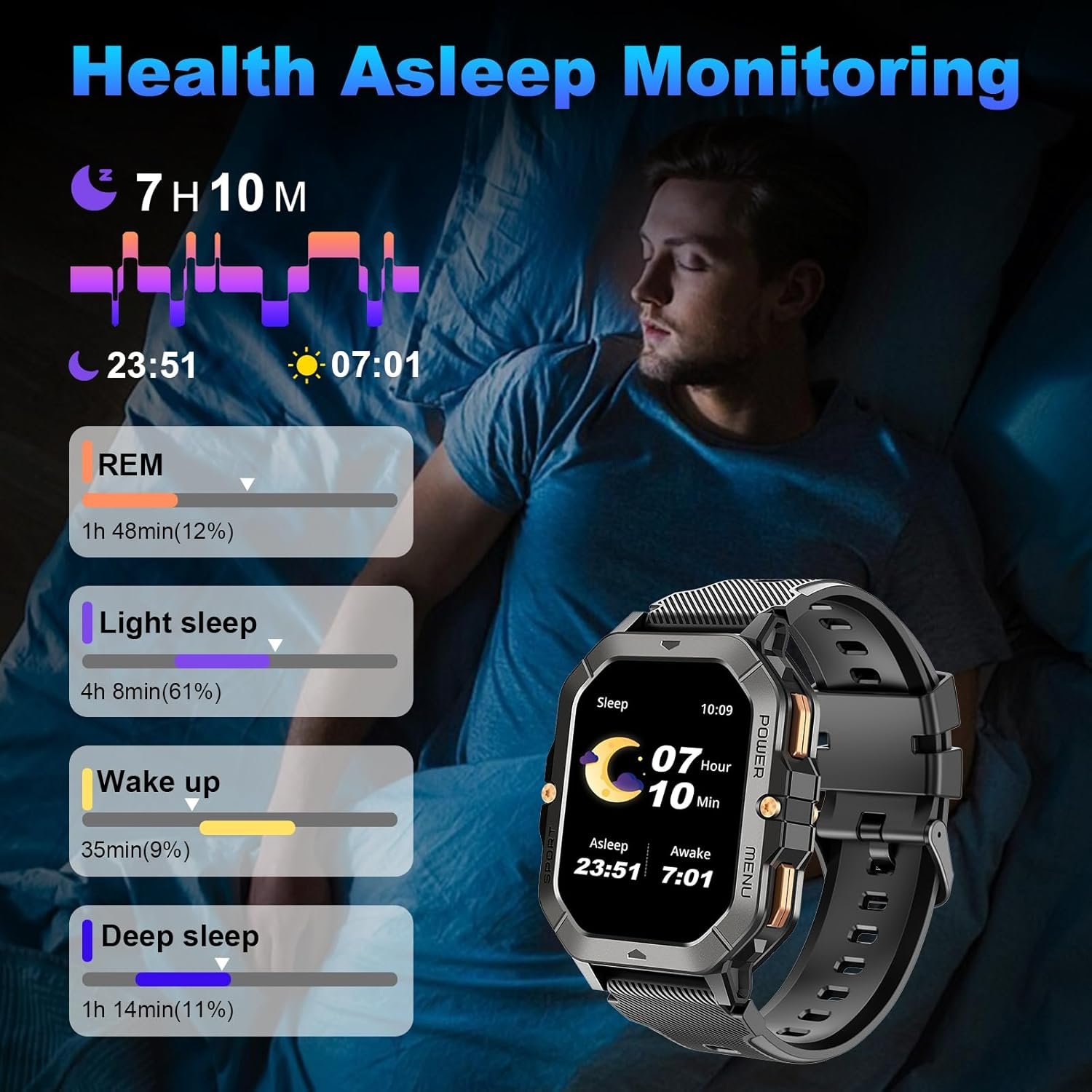 Smart Watch for Men-2.02" Watches with Bluetooth Call Answer IP68 Waterproof Smart Watches for Men SpO2