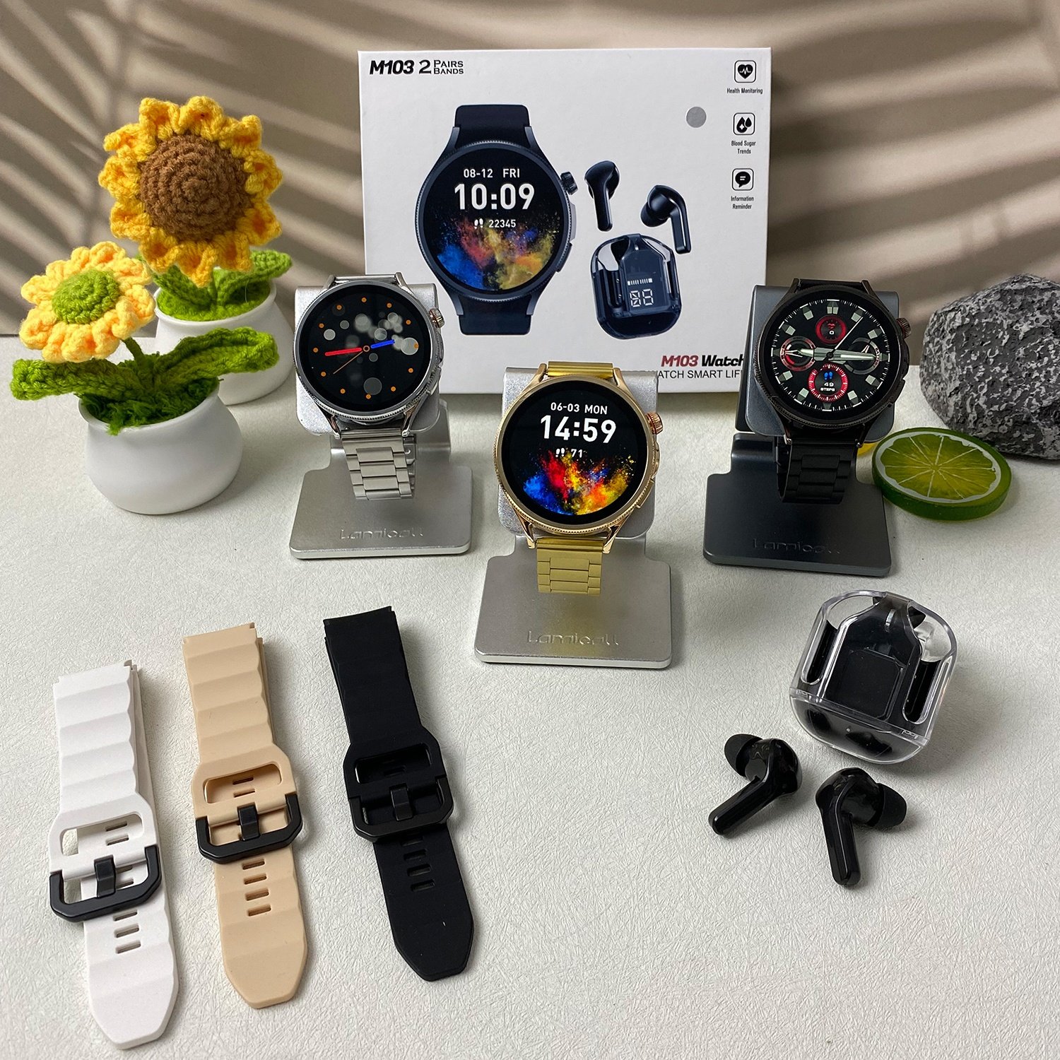 M103 2 IN 1 Set Smartwatch with Air31 TWS Earphones Montres Reloj intelligentes Hombre BT Call Smart watch with Earbuds