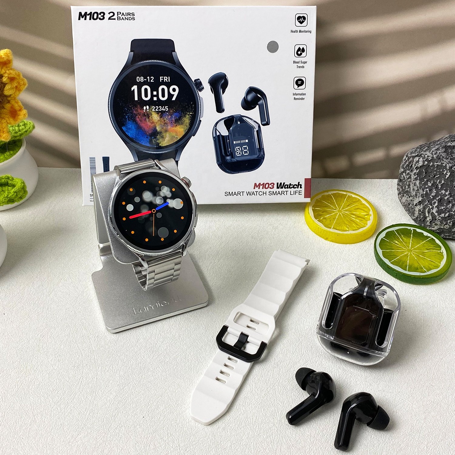 M103 2 IN 1 Set Smartwatch with Air31 TWS Earphones Montres Reloj intelligentes Hombre BT Call Smart watch with Earbuds