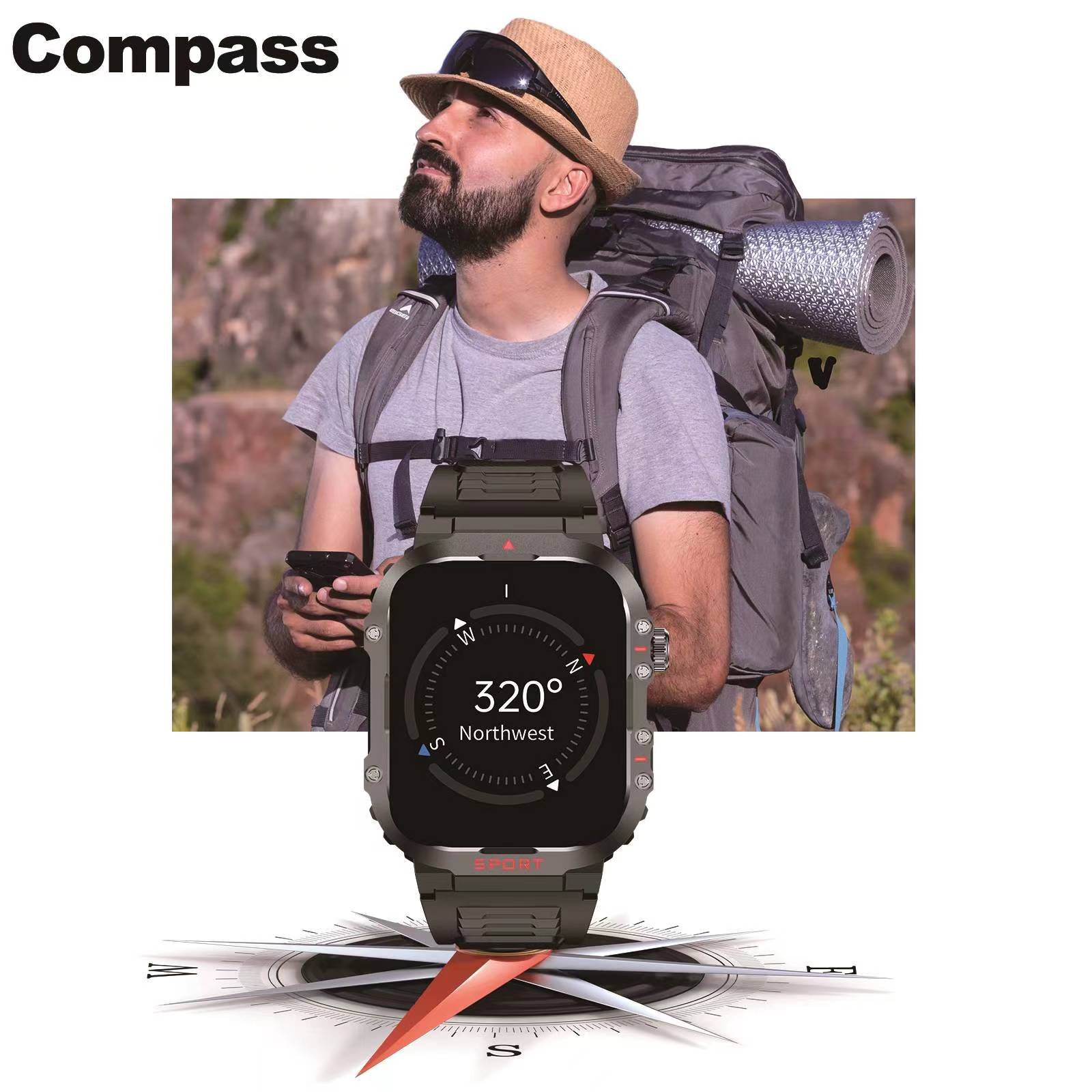 H08 smart watch for men Heart Rate Fitness Tracker Reloj Compass flashlight montre connecte Smart watch 2024 high quality