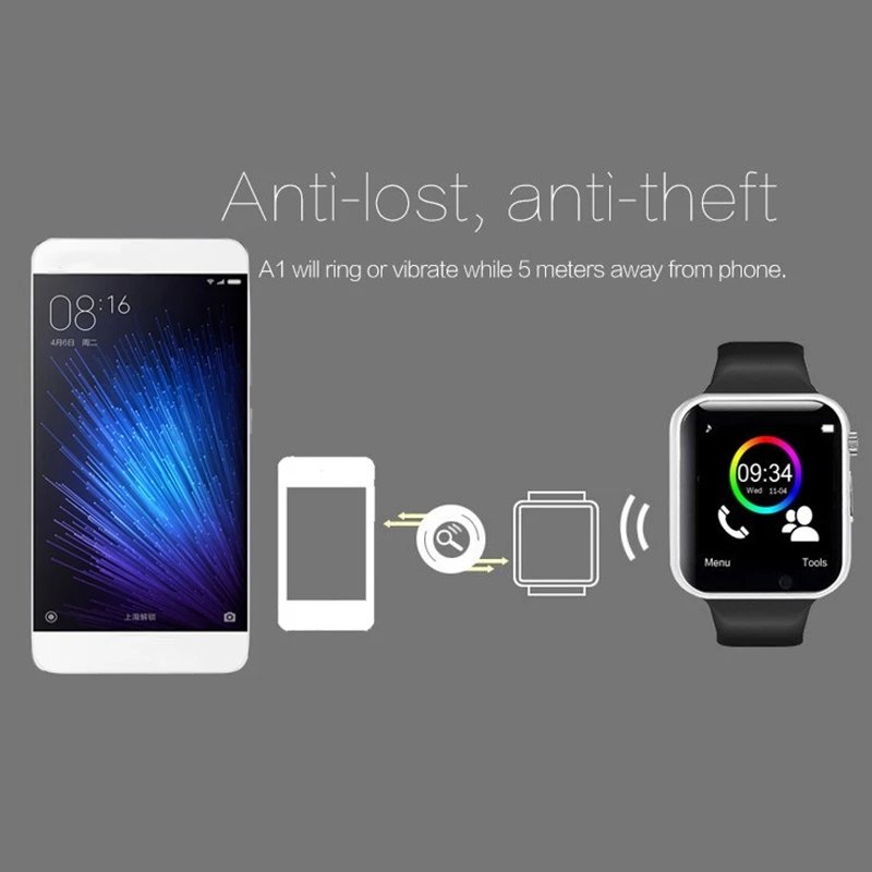 Factory Blue tooth Smart Watch Sports Pedometer SIM Camera A1 Smartwatch For Android Phone A1 SIM Card Sports Smart Watch