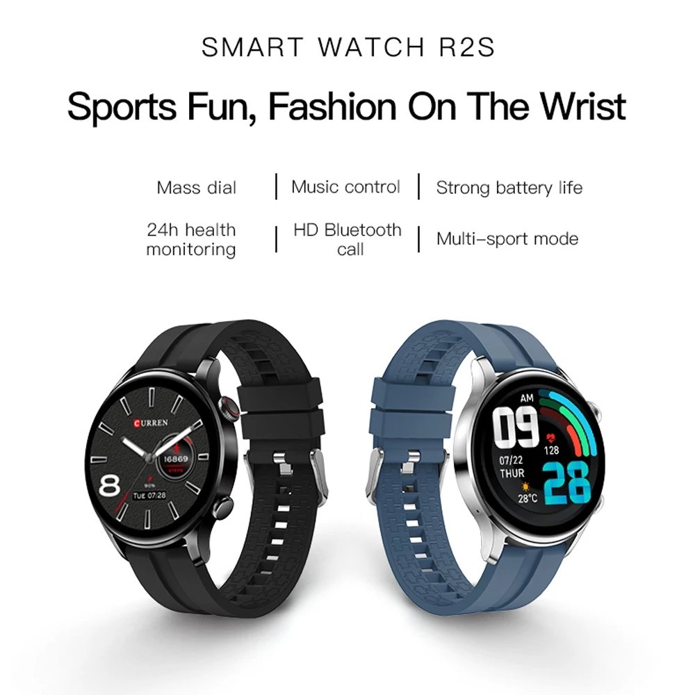 2024 CURREN R2S Smart Watches Full Touch HD Screen Smartwatches Watch For Men Sports Fitness Wristwatches IP67 for Android ios