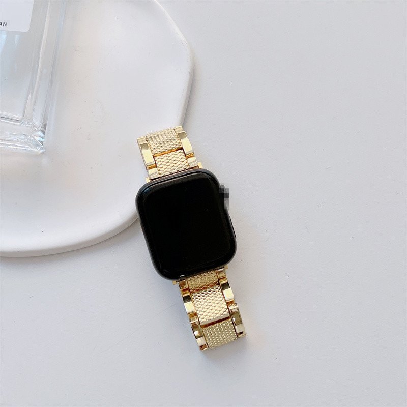Adjustable Check Golden Metal Watch Band For Watch S8 S7 Strap Band For Smart Watch Ultra/SE S1/2/3/4/5/6 38/40/41mm 42/44/45mm