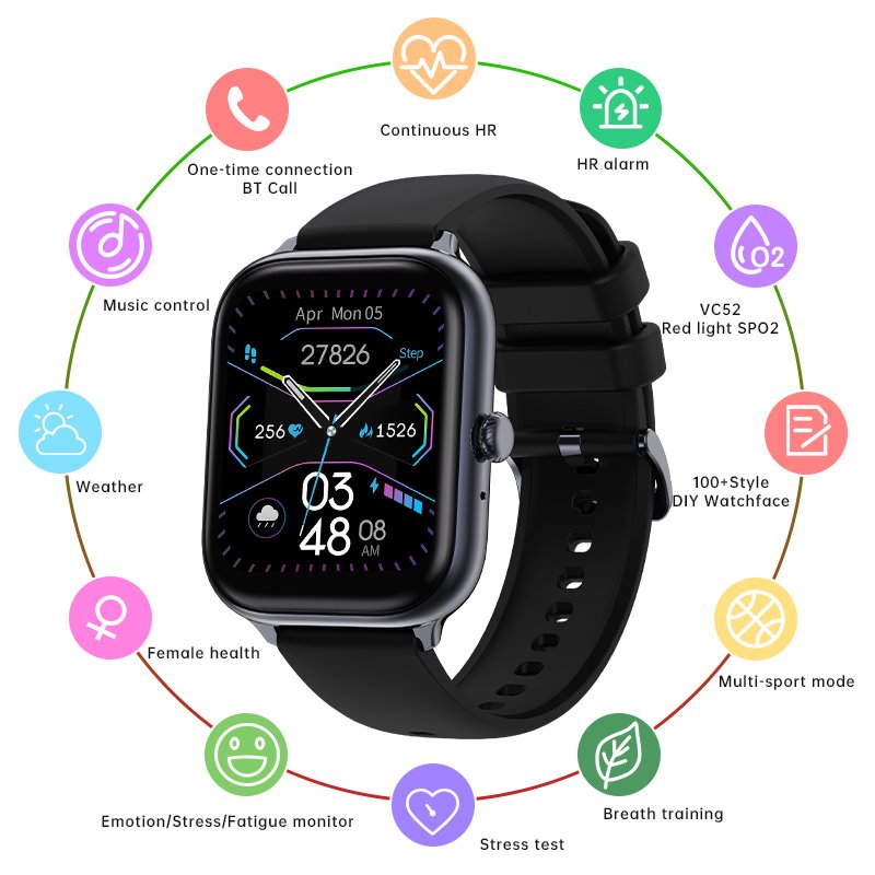 1.75" Alloy case full touch screen phone call Health monitoring features Fitness Tracker waterproof talking Ladies Smart Watch