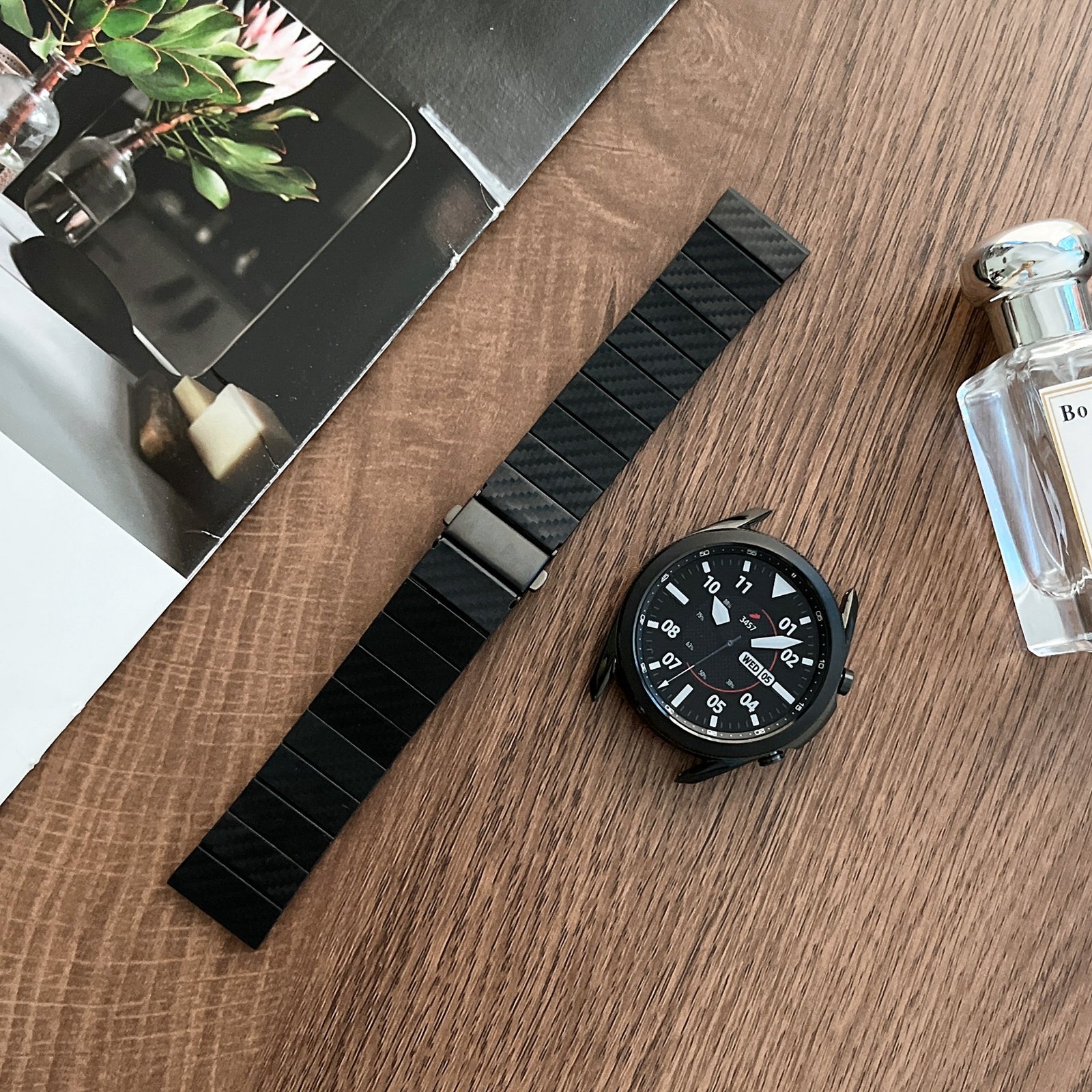 Carbon Fiber Stainless Steel watch band for samsung watch 20mm 22mm straps for smart watch g6 ultra strap