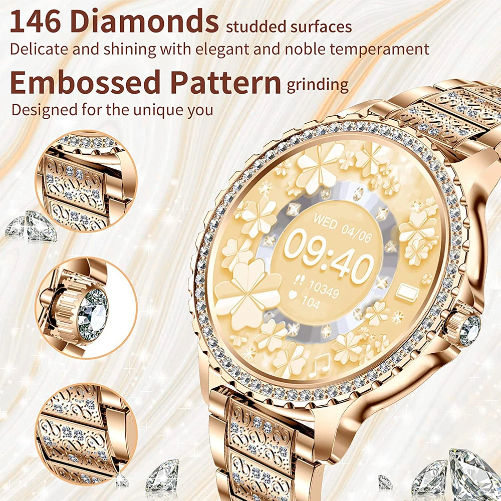 2024 hot selling withDiamonds Women Smart watch BT Call 1.32inch Round Screen Health Monitoring Life Waterproof lady watch i58