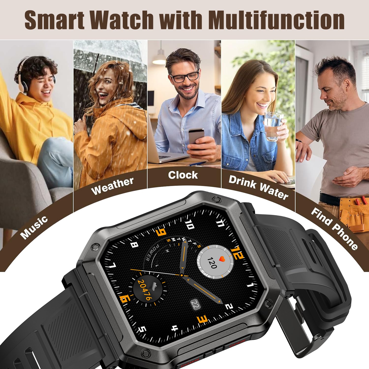For Android Ios Smart Watch Men Heart Rate Bt Smartwatch Blood Pressure Round Fitness Sleep Tracker Smart Watch Women