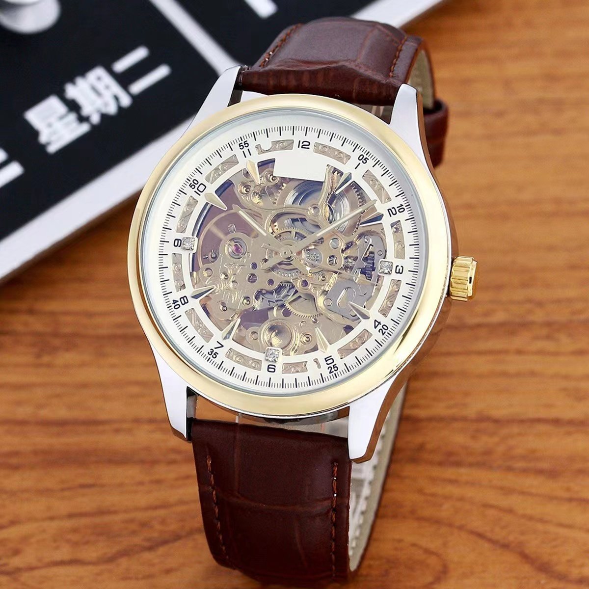 New Luxury Brand Men's Fashion Stainless Steel Waterproof Watch Luxury Hollow Dial Business Automatic Mechanical Watch