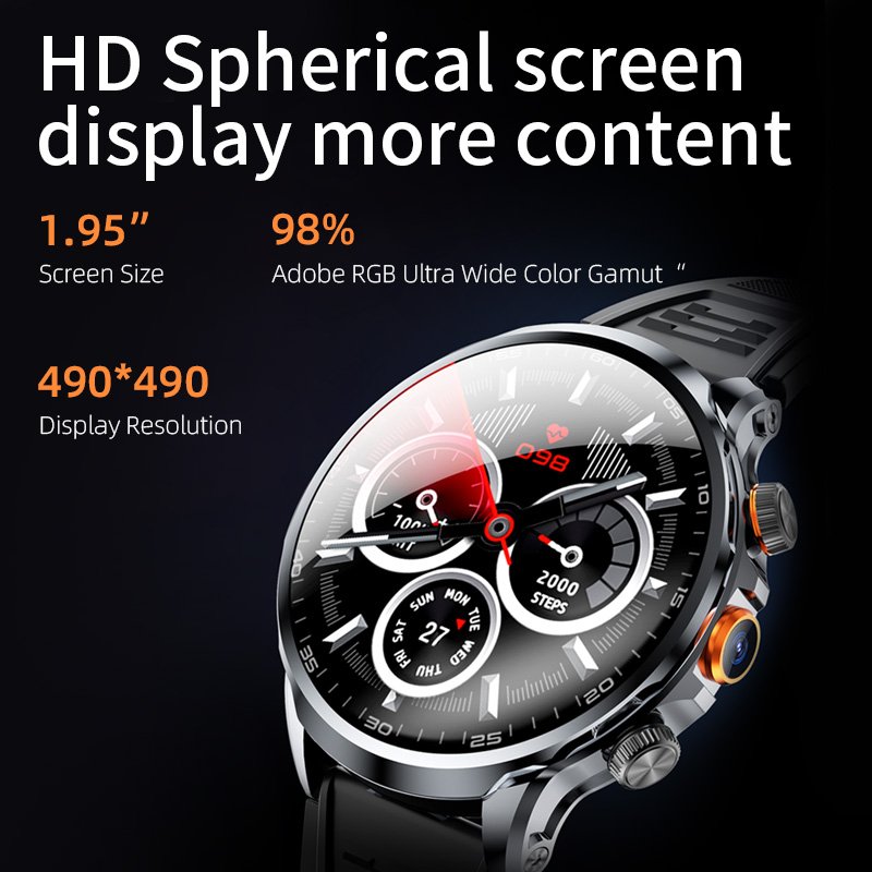 H18 Smartwatch Men 4G Camera 1.85inch Heart Rate Monitor Waterproof NFC Video Call 1100mAh Battery Display 8+128G smart watch