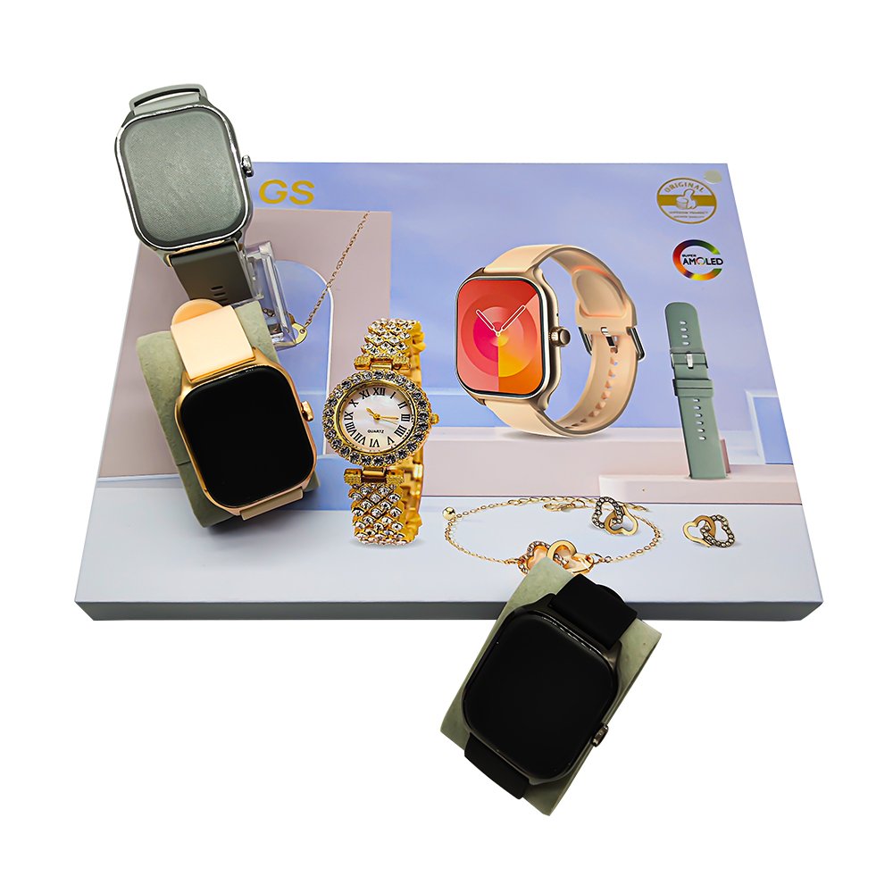 New D15 GS Smart Watches Suit Full Touch Screen Sleep Monitoring Sport Bracelet With Jewelry Earrings Necklaces Ring Wearing