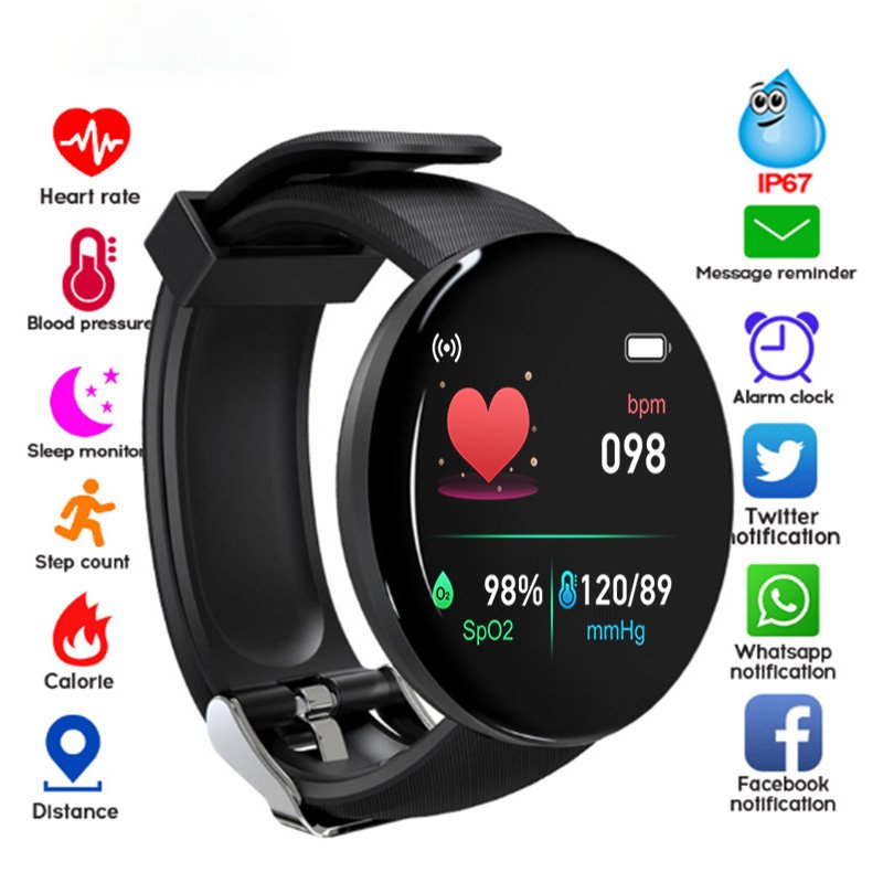 D18 Smart Watch Bluetooth Fitness Tracker Sports Heart Rate Waterproof Reloj Inteligente Smart Watches For Men Women