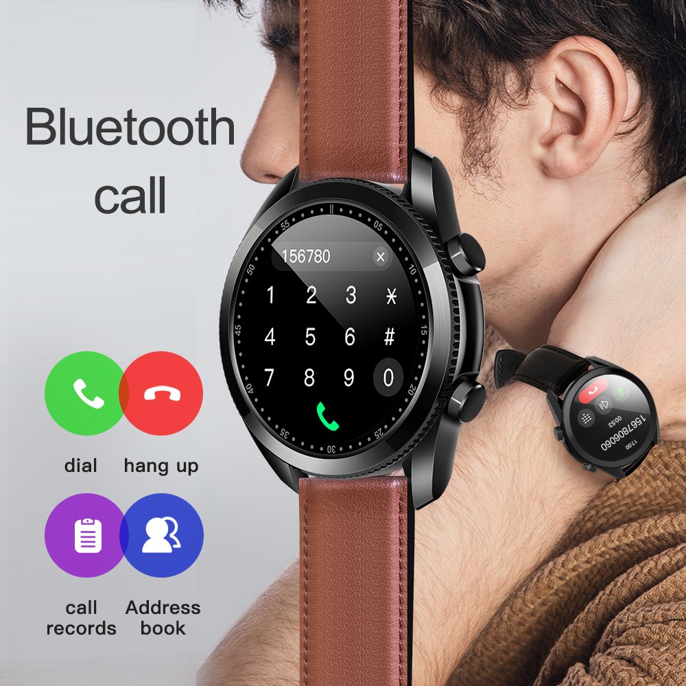 Leather Strap Sport Watch Pedometer Fitness Bracelet Watches for Phone UM90 Smart Watch IOS Android Men IP67 Daily Waterproof
