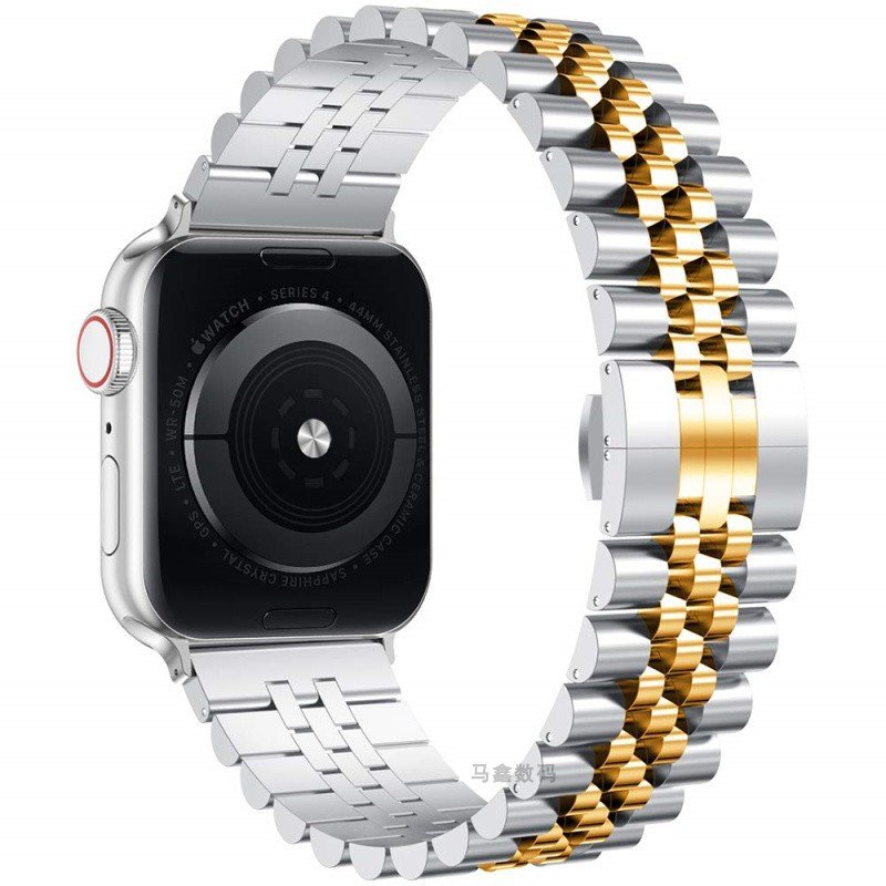 Waterproof 20/22/38/42mm 5 Beads Stainless Steel Smart Wrist Watch Band for apple watch band charms