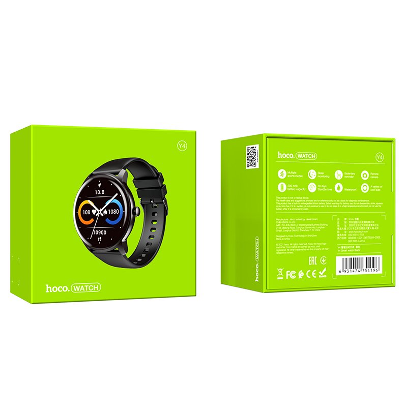 2021 New listing Hoco Y4 Smart Watch Waterproof IP68 HD Capacitive Touch Screen Smartwatch