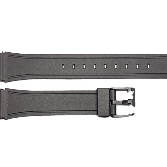 Unisex 18mm Water-Resistant Rubber Watch Strap Steel Metal Buckle 49mm Smart Watch Bands Accessories Wristband Black 6089 Model
