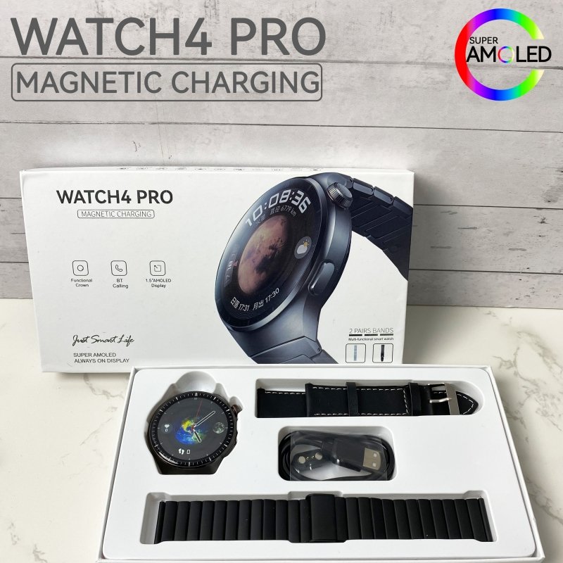Smart Watch 1.5 Inch Amoled Round Screen Watch4 Pro NFC BT Call Heart Rate Blood Pressure Smartwatch For Men