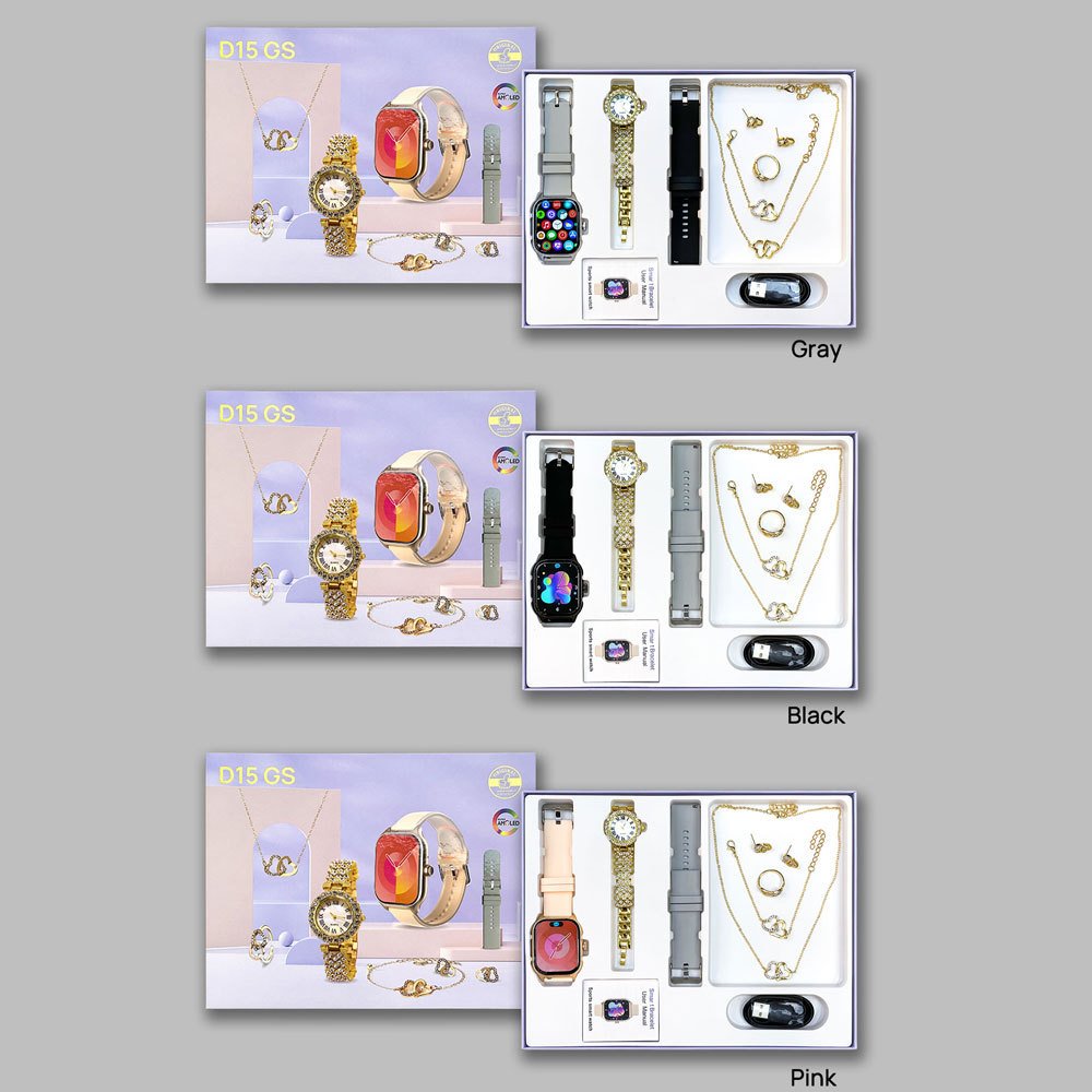 New Product Gift Box D15 GS Women's Smart Watch Jewelry Set Luxury Women's Jewelry Bracelet Necklace Bluetooth Watch Gift Box
