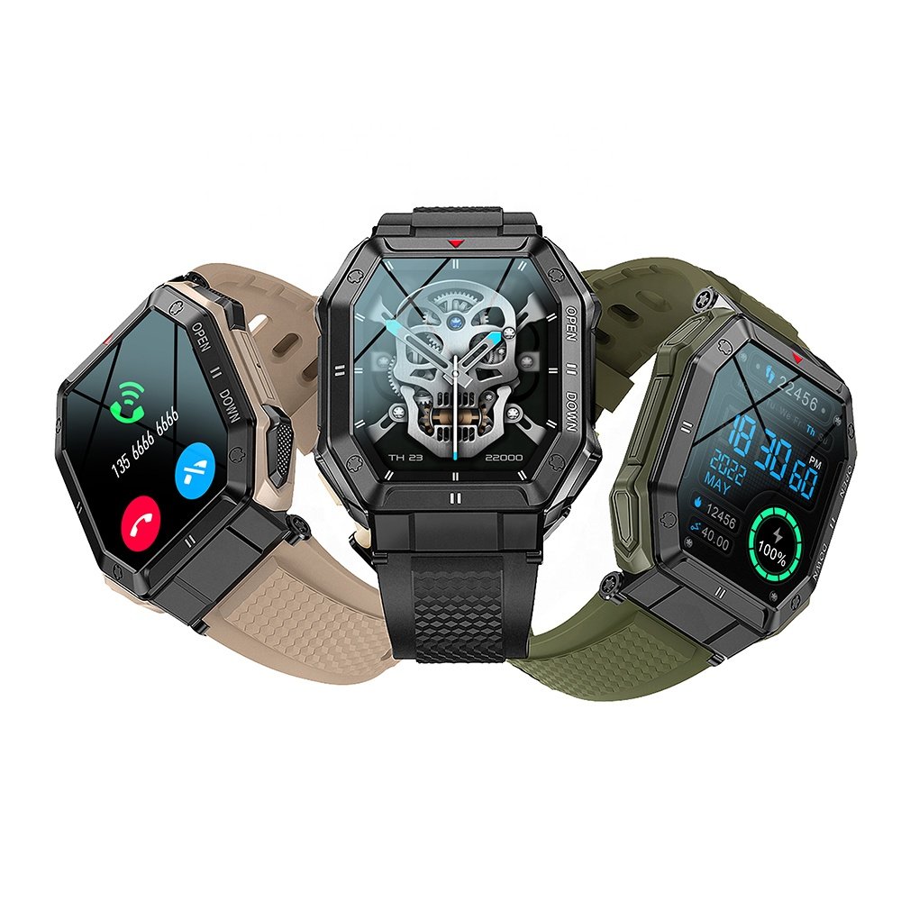 Smart Watch Rugged 1.85 Inch BT Calling Outdoor Smartwatch K55 Heart Rate Blood Oxygen for Men