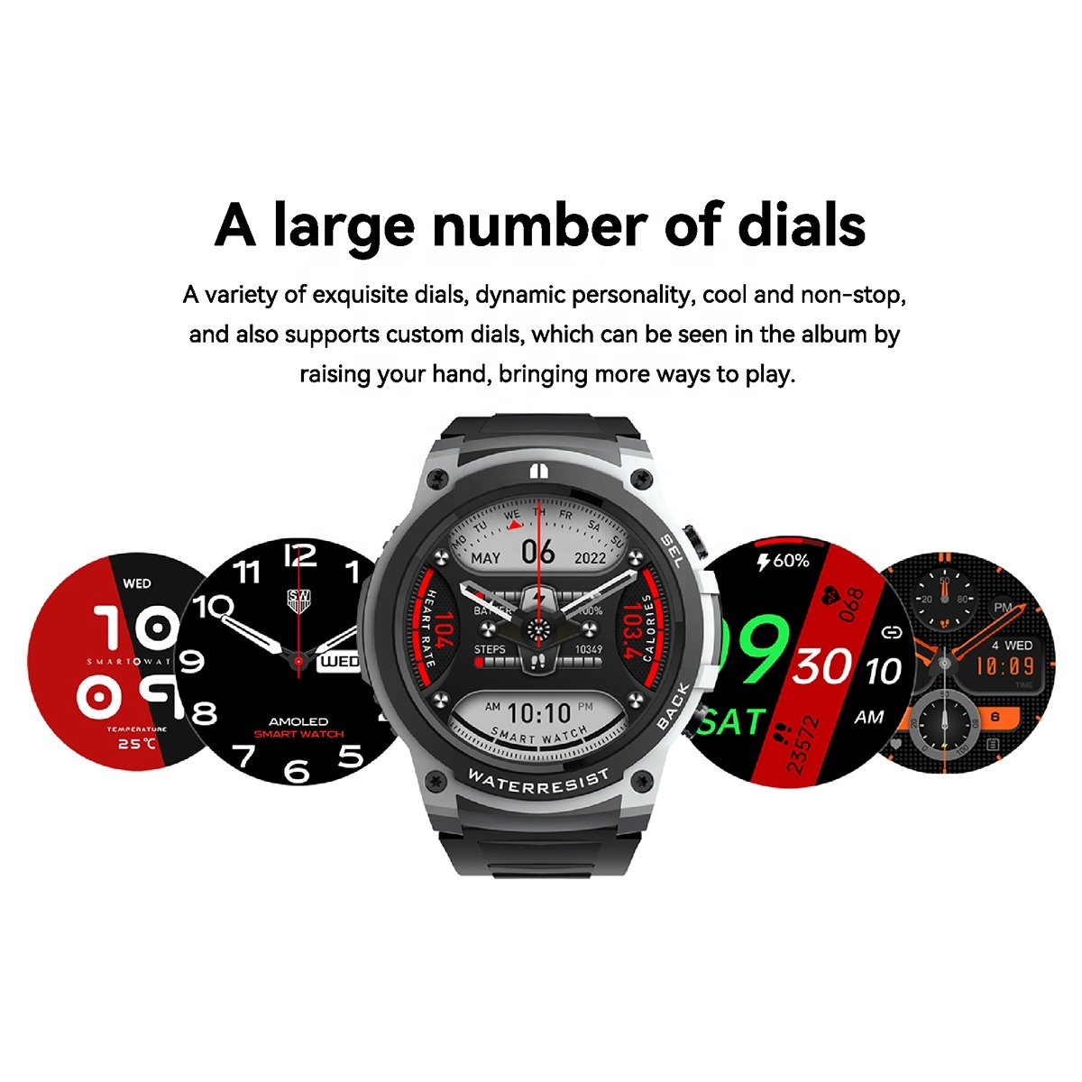 DM55 Outdoor Sport Smart Watch IP68 Waterproof BT Music Call Blood Oxygen 400mAh Battery Health Tracker for Android iOS