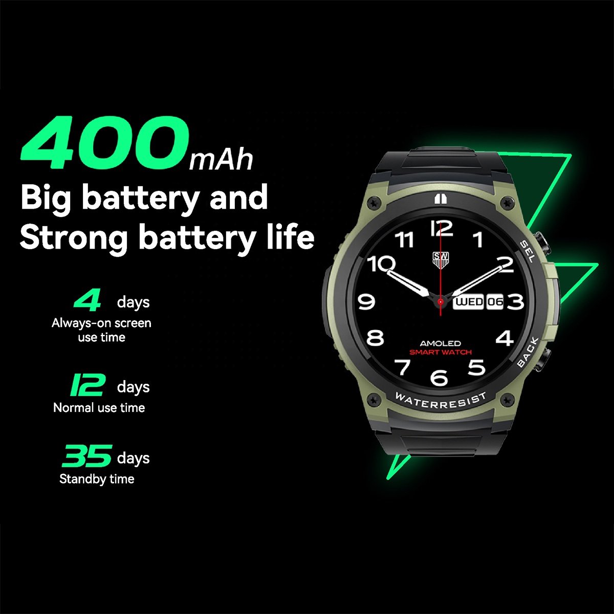 DM55 Outdoor Sport Smart Watch IP68 Waterproof BT Music Call Blood Oxygen 400mAh Battery Health Tracker for Android iOS