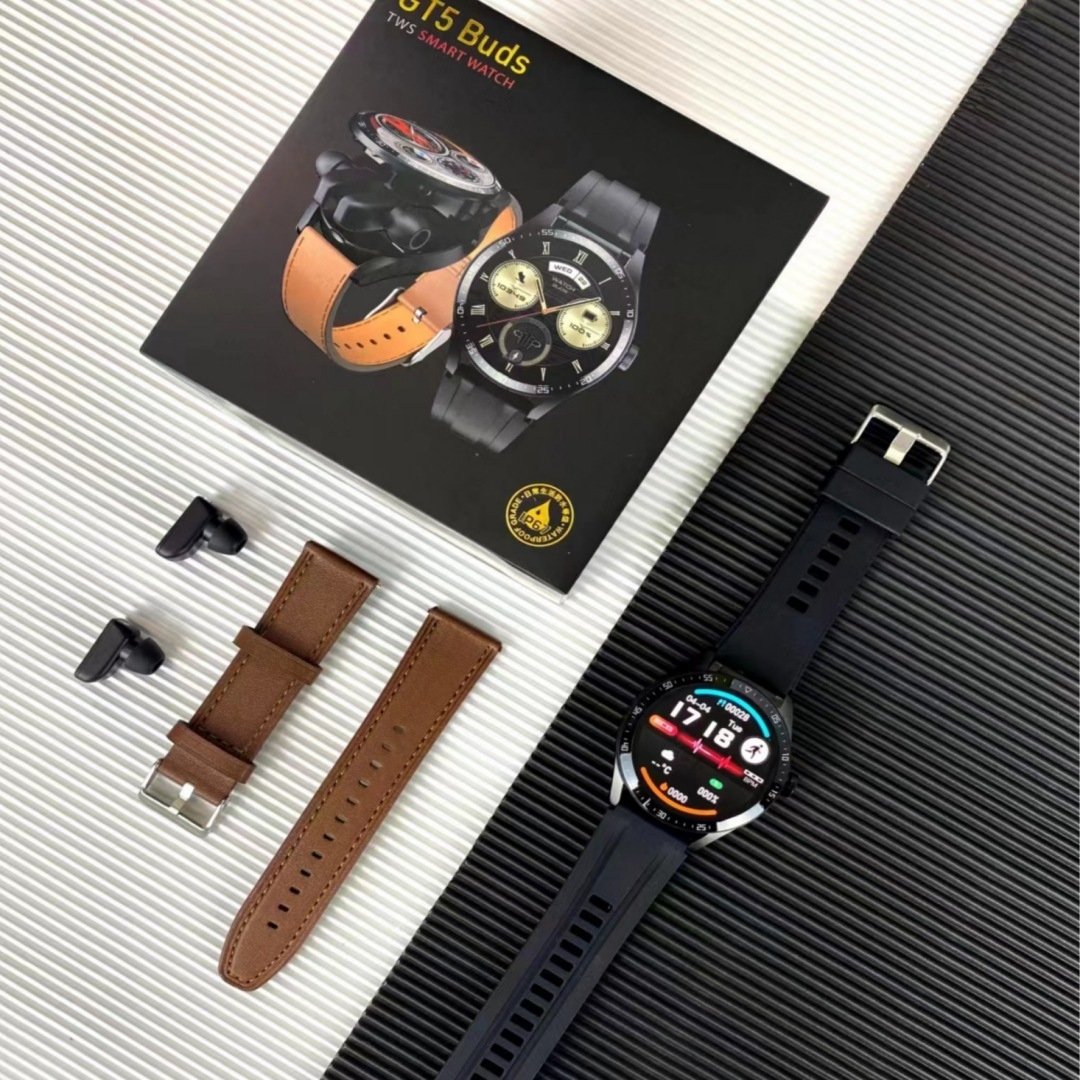 2 IN 1 Smart Watch GT5 Wireless Earbuds TWS Health Detection GT5 Sports Smart Watch With Wireless Earphones