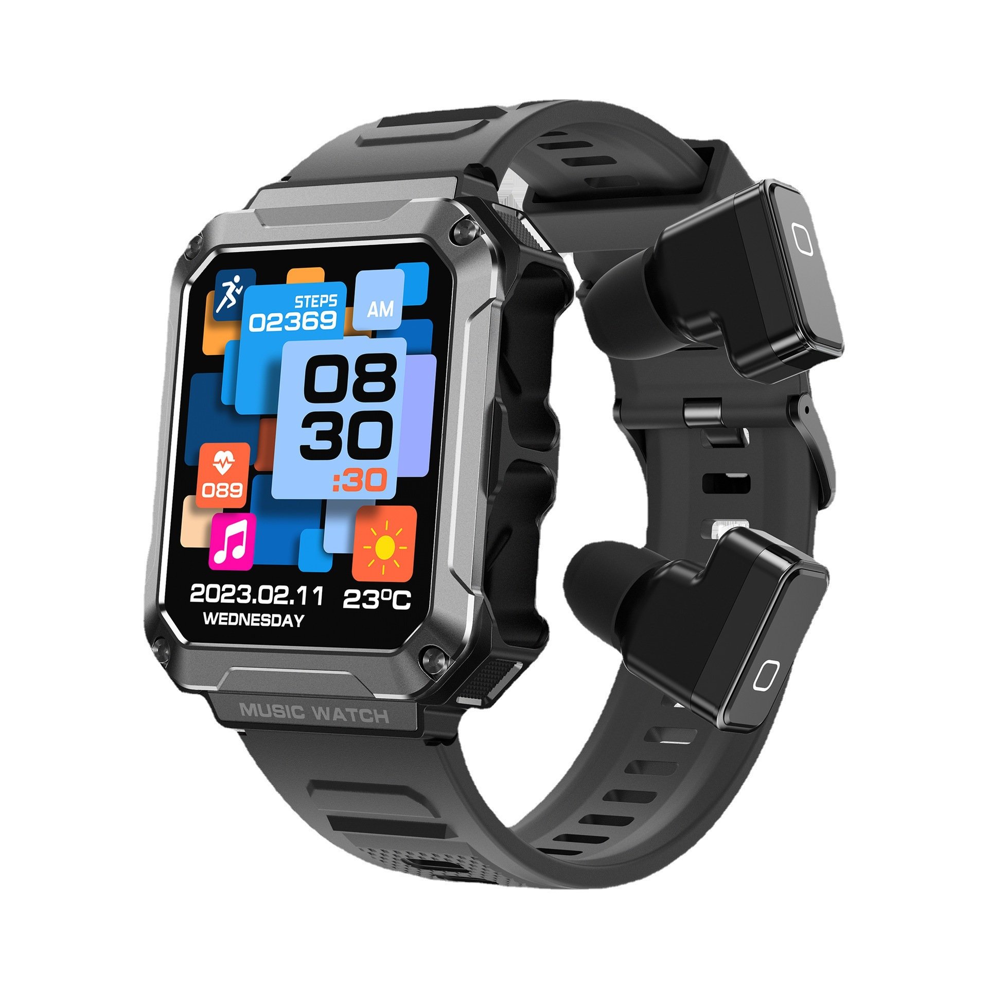 Factory Direct New T93 Smart Watches 1.96 inch IPS Screen 2 in 1 TWS Earbuds Smartwatch Outdoor Sports