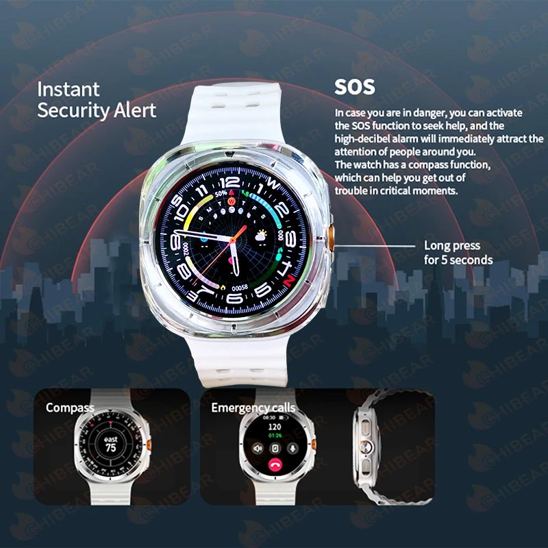 For Samsung W7 Watch Ultra New GPS Track Smart Watch Men Amoled Always Display Body Temperature Clock BT Talk Smart Watch