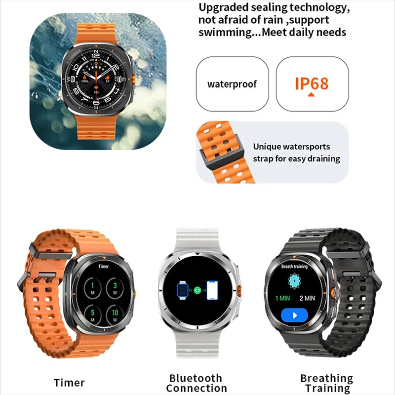 For Samsung W7 Watch Ultra New GPS Track Smart Watch Men Amoled Always Display Body Temperature Clock BT Talk Smart Watch