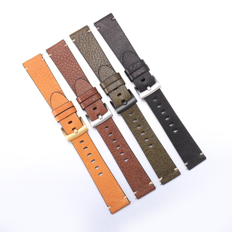 Handmade genuine leather watch bands quick release spring bar cow leather strap 20mm 22mm fit for universal smart watches