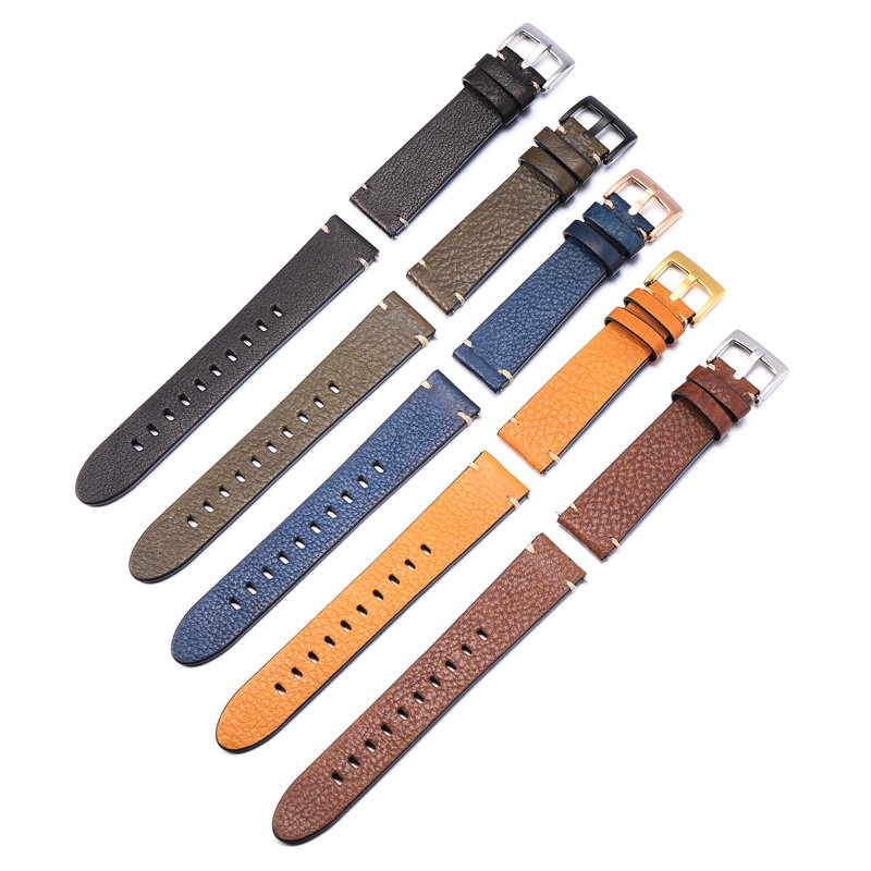 Handmade genuine leather watch bands quick release spring bar cow leather strap 20mm 22mm fit for universal smart watches