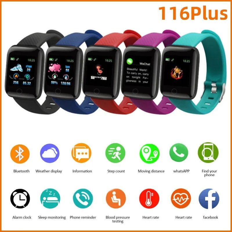 116plus Smart Watch Men Blood Pressure Waterproof Smartwatch Women Heart Rate Monitor Fitness Tracker Sport Watches