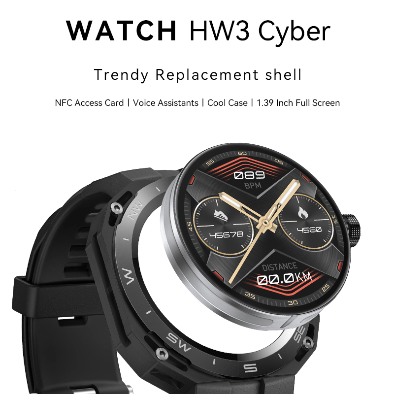 HW3Cyber Sports Smart Watch NFC BT Call 1.39inch HD Screen Heart Rate Blood Oxygen Sleep Monitor GS3 HW3 Cyber Women smartwatch