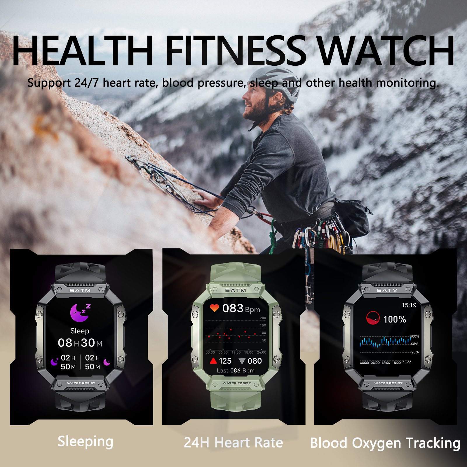 1.92" Rugged Smart Watch PG333 Phone Calling Outdoor Smartwatch Long Battery Fitness Tracker 5ATM waterproof Reloj Inteligente