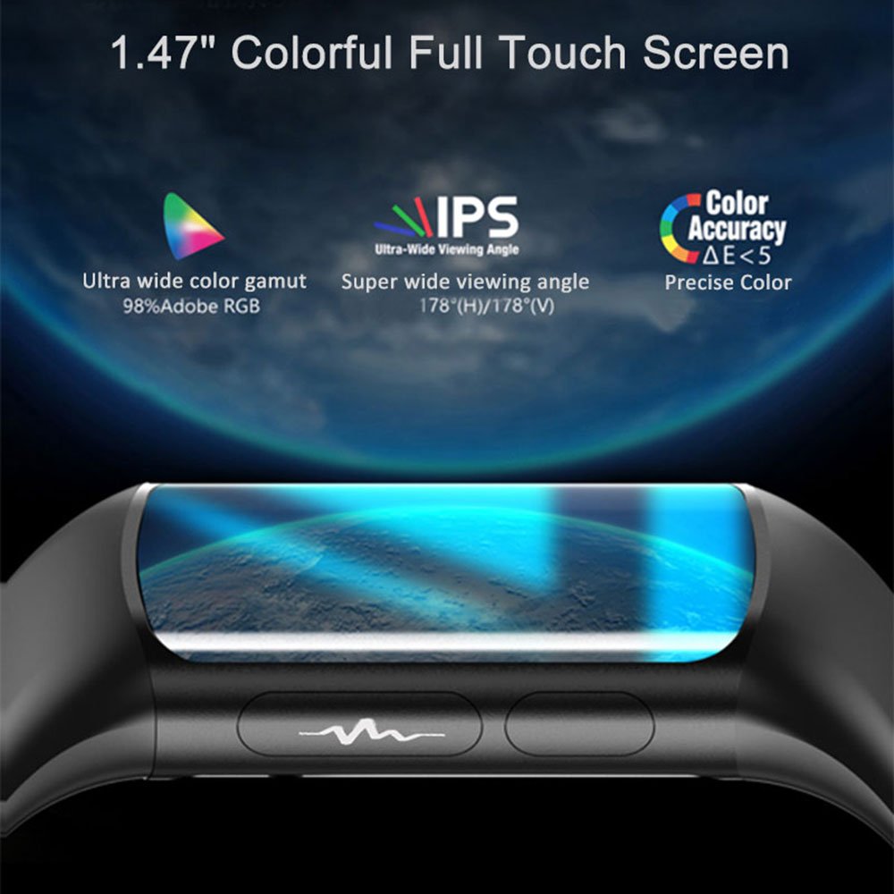 IP68 Waterproof Touch Screen Heart Rate Blood Pressure Blood Oxygen Android Men ECG Smart Watch