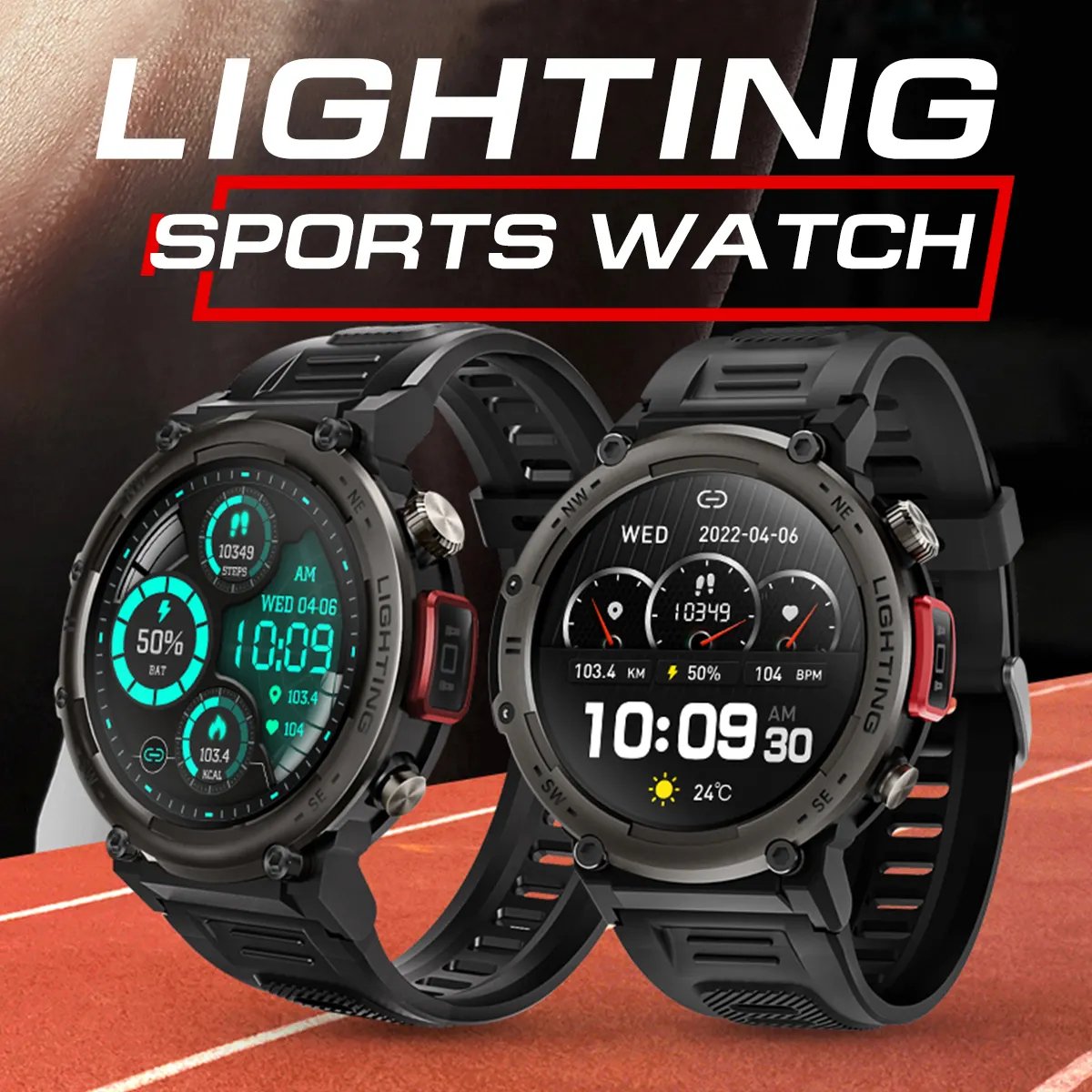 Smart Watch for Men IP68 Waterproof Large Memory Large Battery Fitness Tracker Health Android Sport Watch OEM Outdoor Sports Bar